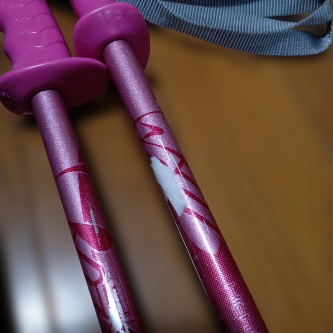 スキー板(120センチ)　ストック　セット　女の子　水色　ピンク