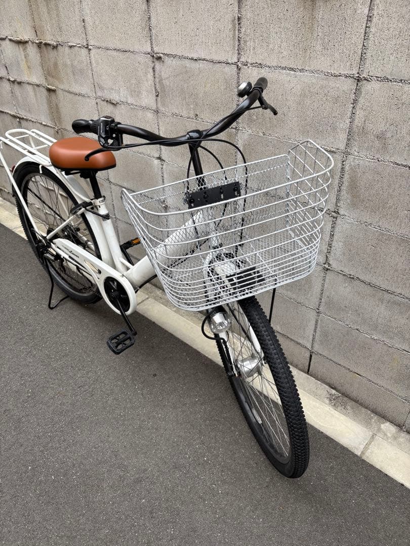 極太両タイヤ新品　シティサイクル　White