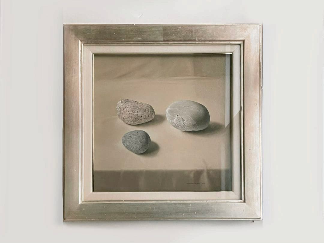 画家　橋本直行　油彩画　油絵　石　写実画　静物画　写実油彩画　額入