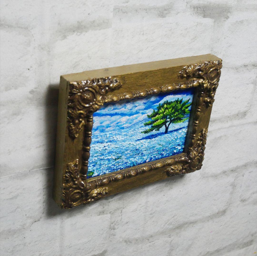 油絵 油彩 油彩画 絵 絵画 キャンバスパネル ミニ絵画【ネモフィラの丘】
