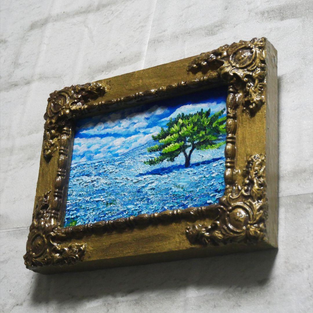 油絵 油彩 油彩画 絵 絵画 キャンバスパネル ミニ絵画【ネモフィラの丘】