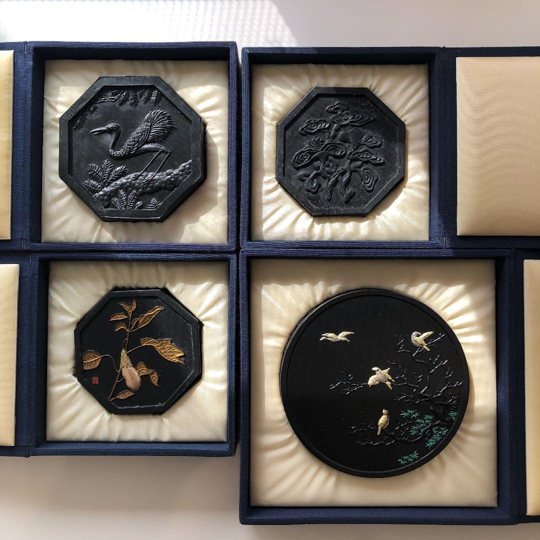 墨運堂　墨4点セット　黒檀箱