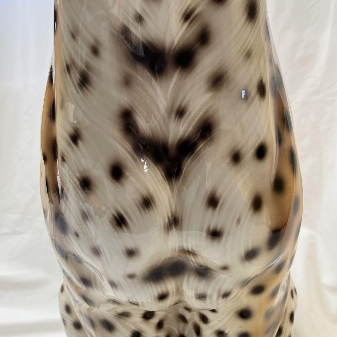 【希少良デザイン】最高級陶器　オブジェ　レオパード　骨董品　美術品　アニマル