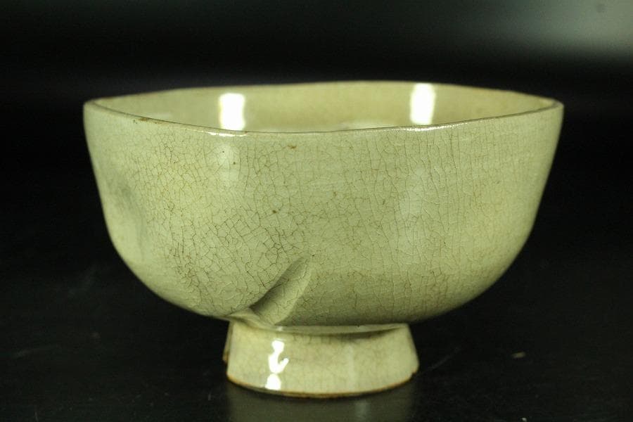 茶道具 古萩 刷毛目茶碗 江戸末期 桂又三郎 書付(K-YC560)