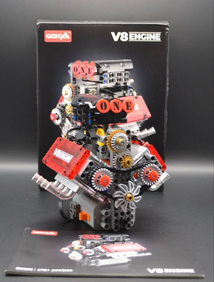 V8エンジン ブロック模型 組み立て済み 可動モデル｜箱・説明書付き