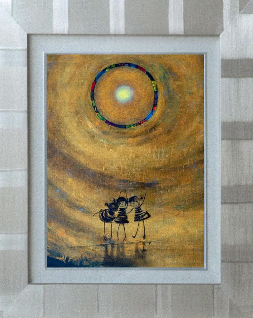 油絵 菅家令子 絵 絵画 インテリア F4-081014 可愛い子供たち 影遊び