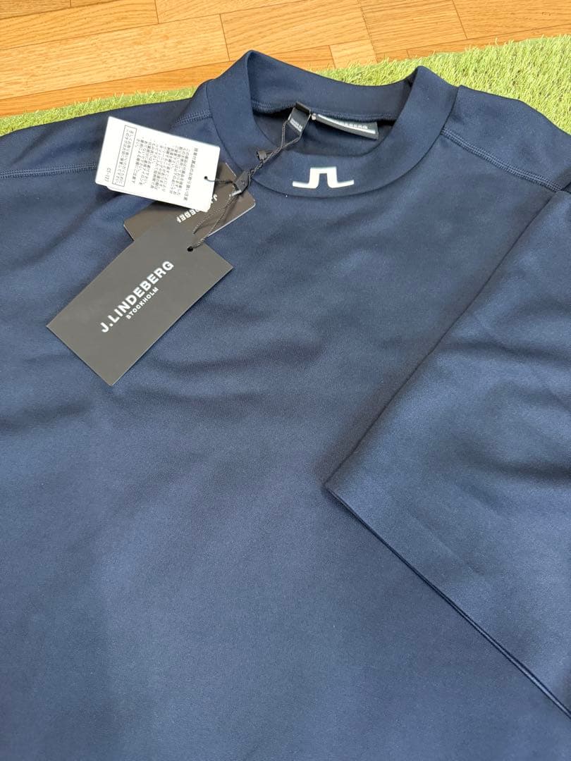 新品正規品【J.LINDBERG】半袖モックネックシャツ　※サイズの記載確認※