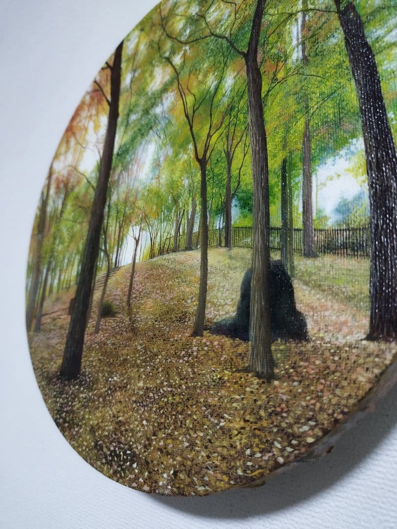 油絵 原画 写実画 公園