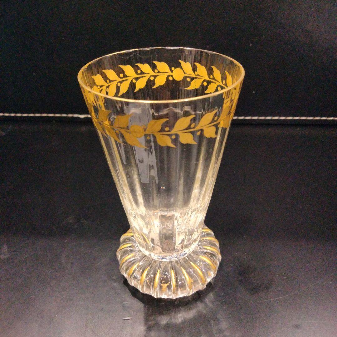 r354　エミールガレ 第一工房作 グラス 高さ10.2㎝ 鑑定書付 金彩グラス