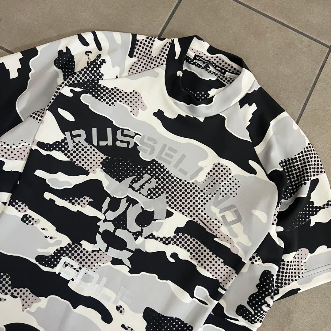 Russeluno ラッセルノ　モックネック　ダンボールニット　半袖シャツ　迷彩
