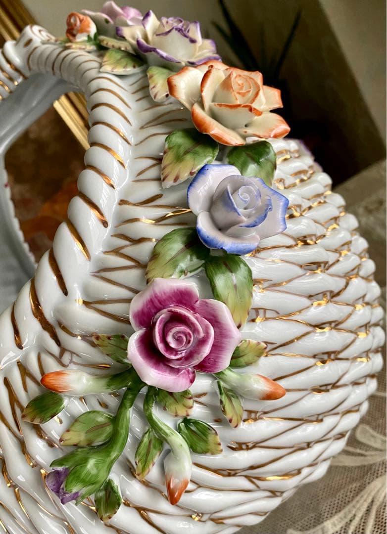 特大大　陶器の花籠　ロイヤルアーデンW約32 d30 h33