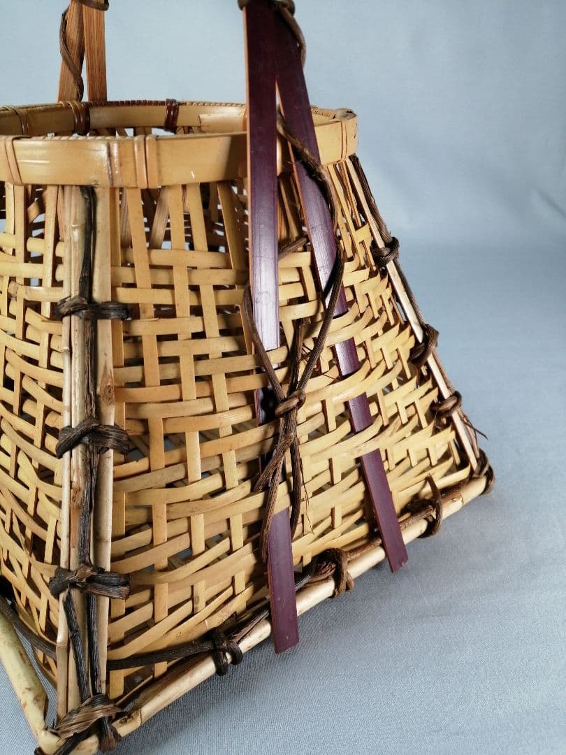 【茶事具】手付き四方籠　花籠　花入229