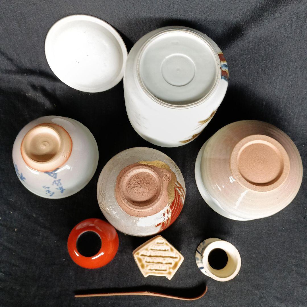 短冊　お点前セット　9点　茶筅なし　木箱に汚れあり