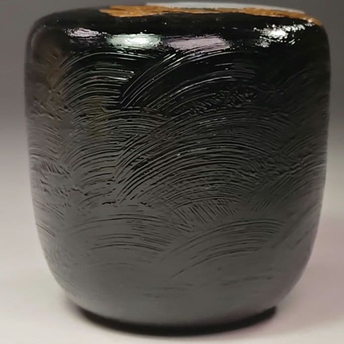 イ439 棗『吉田宗利』『波塗蓬莱山　大棗　共箱』鶴亀　螺鈿金蒔絵漆塗　茶道具