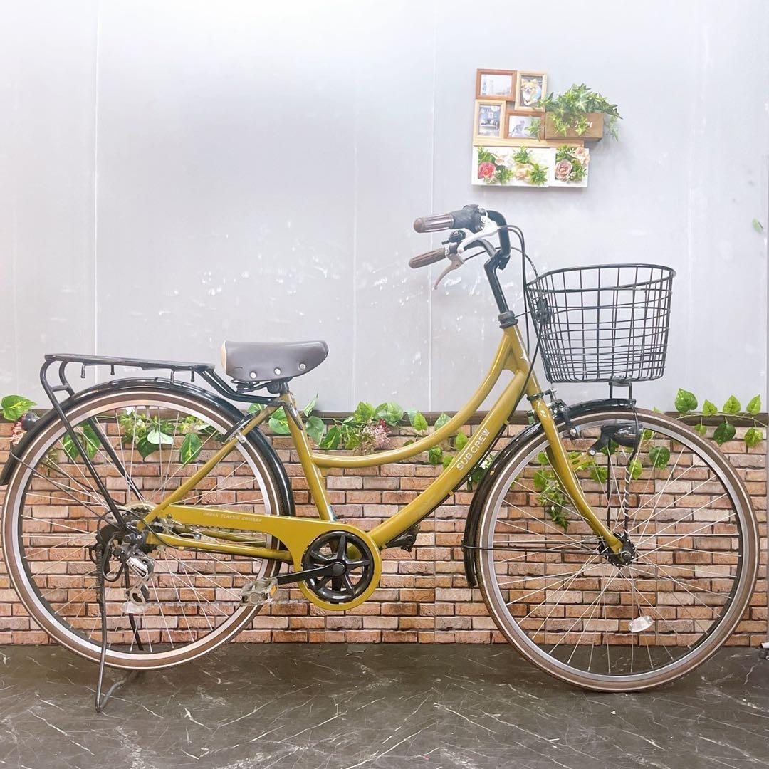 【65】一般車 ママチャリ SUBCREW カーキー系 26インチ