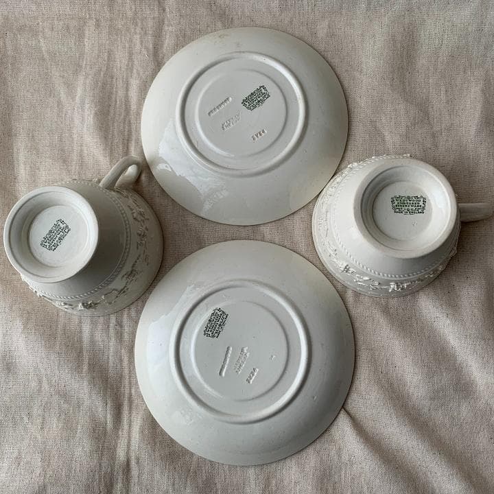 アンティーク オールドウェッジウッド カップ&ソーサー2セット クィーンズウェア