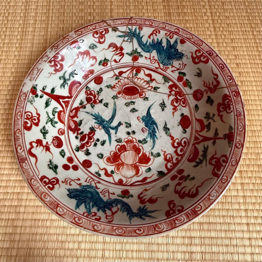 呉須赤絵 南京赤絵 大皿 大盤 明代 古染付 天啓赤江 古伊万里 古美術 骨董