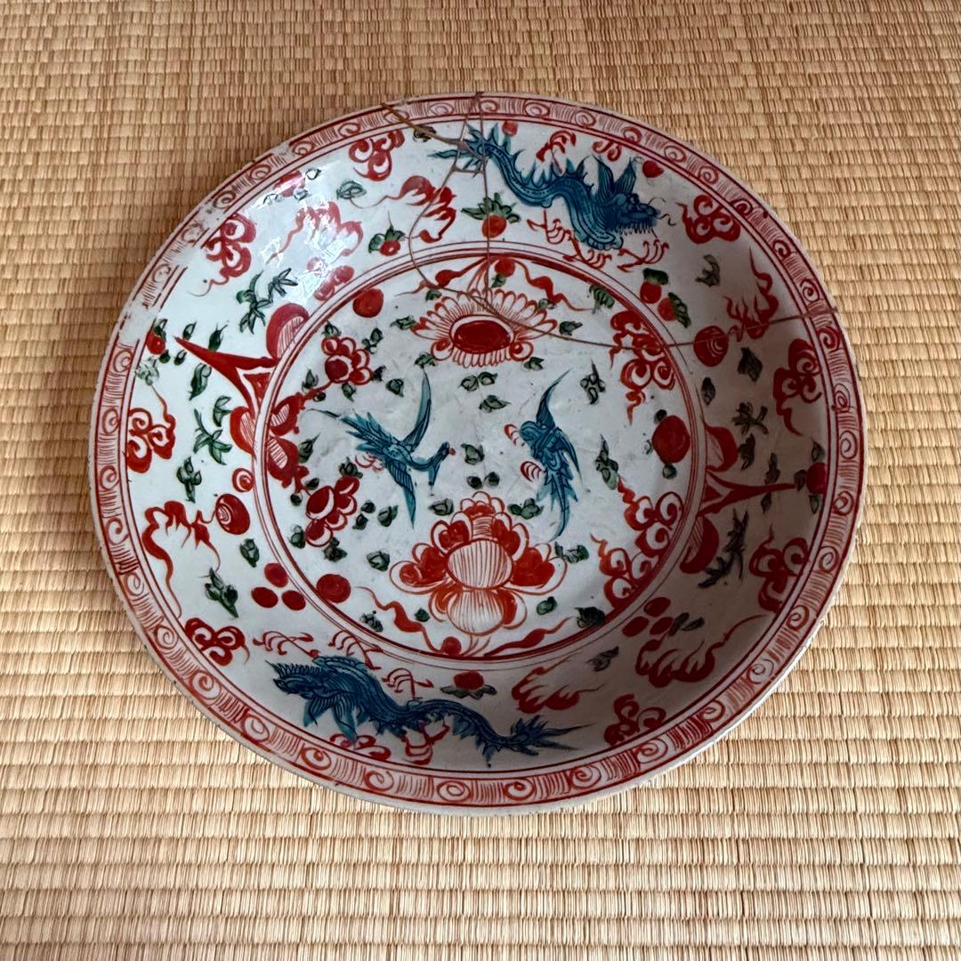 呉須赤絵 南京赤絵 大皿 大盤 明代 古染付 天啓赤江 古伊万里 古美術 骨董