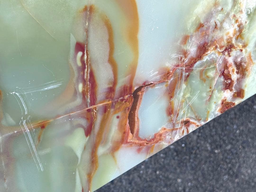 ③高73cm♪ 天然石 大理石 グリーンオニキス 飾り台 オブジェ