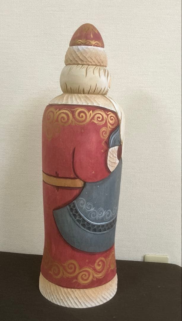 ロシア　手作り大きな木製サンタクロース　人形