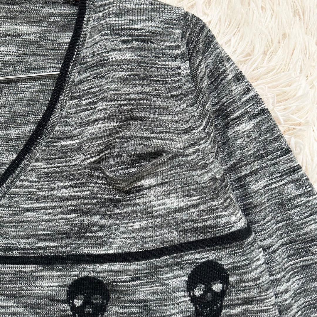 マークアンドロナ スカル柄 薄手ニット グレー 霜降り XL ゴルフウェア