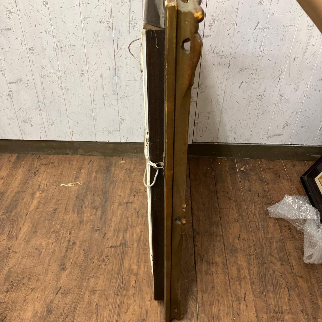 油絵 能面 能楽 黒川能 日本絵 武田靖夫画 伝統芸能 金背景 絵画 インテリア