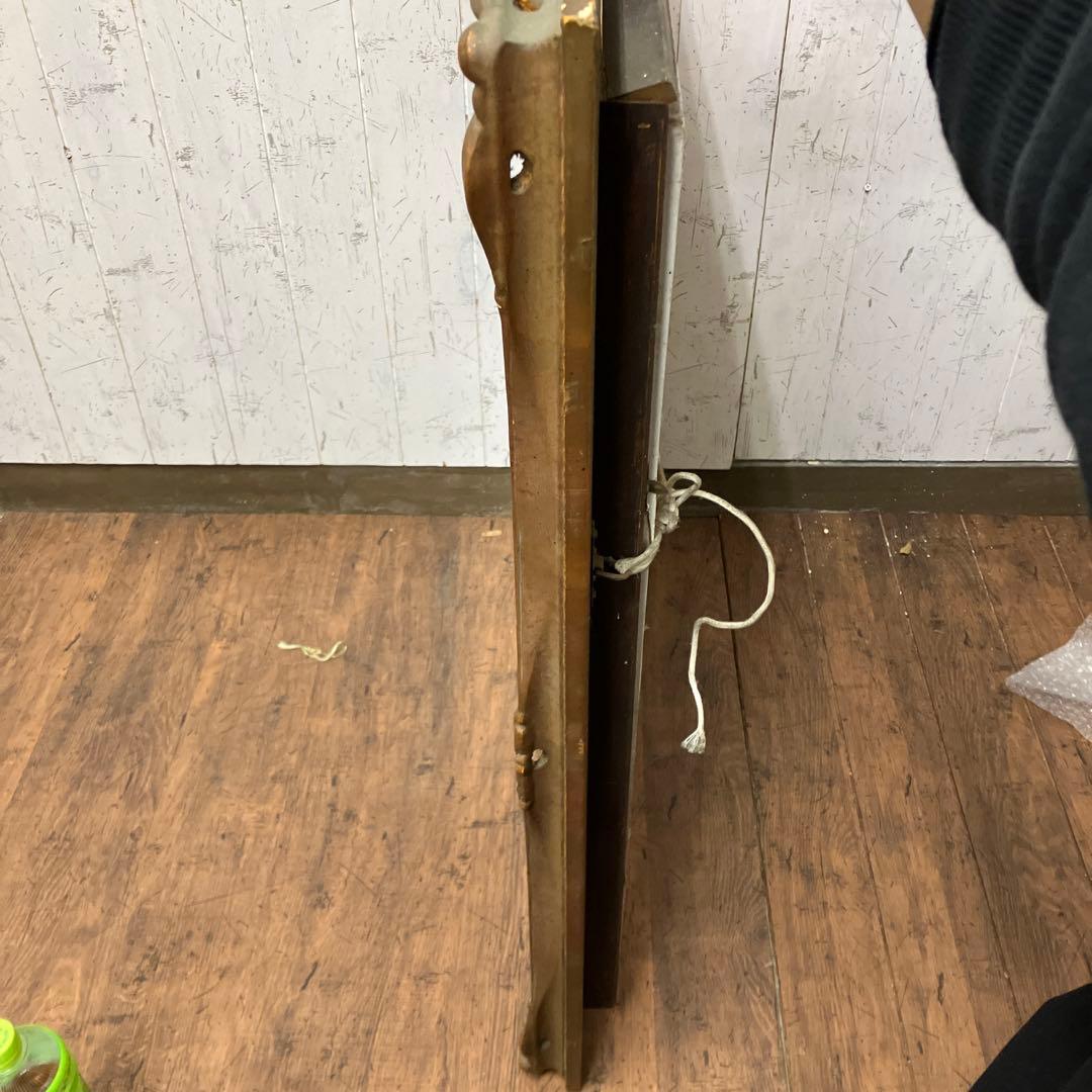 油絵 能面 能楽 黒川能 日本絵 武田靖夫画 伝統芸能 金背景 絵画 インテリア