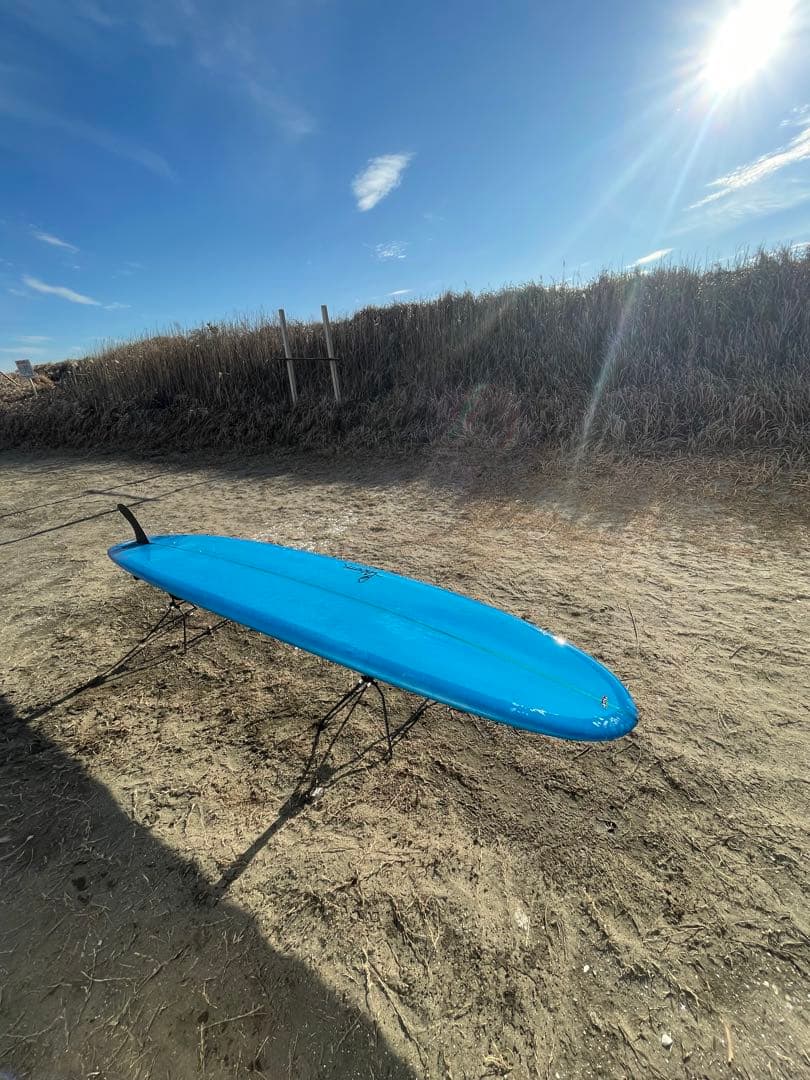 サーフボード　 青ロングボード 1フィン 良好　10ft ノーズライティング可能