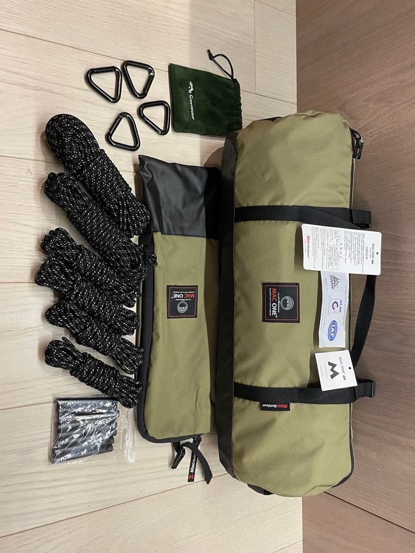 新品三角カラビナ+ポール付「ほぼ未使用保証書付」マックワン　グラスカーキL