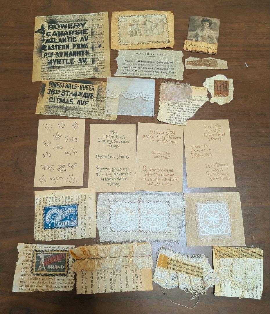 ジャンクジャーナル素材　140点　サビ染め　コーヒー染め　アンティーク Z39