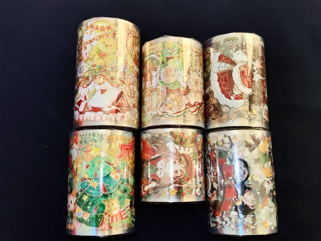 クリスマスSET ★ 海外 マスキングテープ マステ PET 装飾 人物 金ホロ