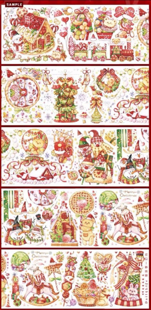 クリスマスSET ★ 海外 マスキングテープ マステ PET 装飾 人物 金ホロ