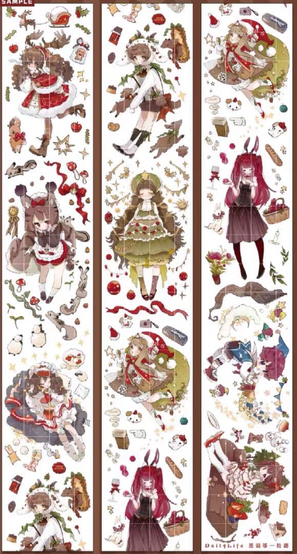 クリスマスSET ★ 海外 マスキングテープ マステ PET 装飾 人物 金ホロ