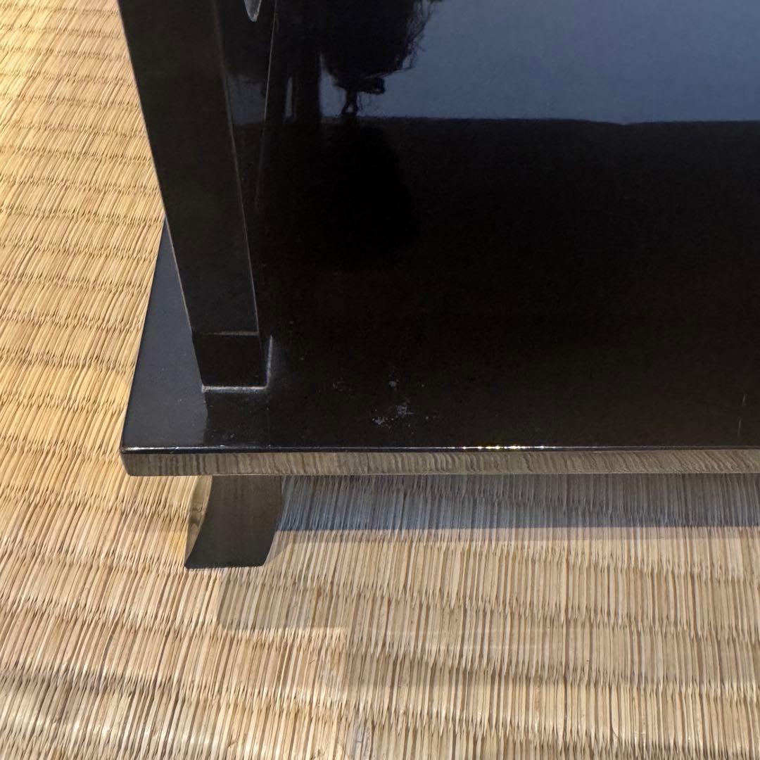 塗師 喜斎 作 蝋色 冠卓 房飾 共箱 木製漆器 花台 二段