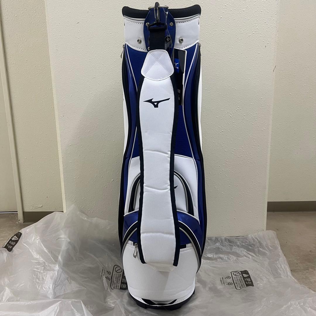 新品Mizuno ゴルフキャディバッグ 9.5型 ホワイト/ブルー