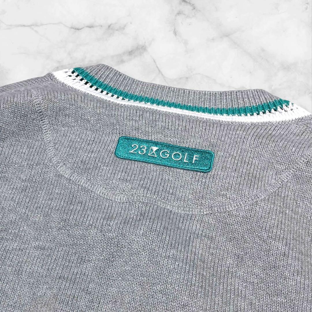【未使用タグ付き】23区 GOLF ニット 長袖 エンブレム グレー サイズM