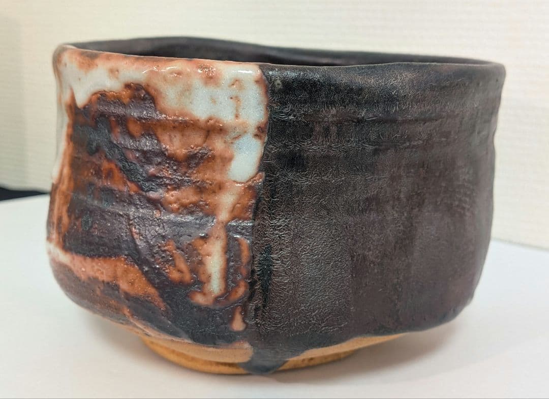 十三代『山口小左衛門』鉄紫烏帽子块　茶道具　茶碗　共箱　小左衛門窯　赤津焼