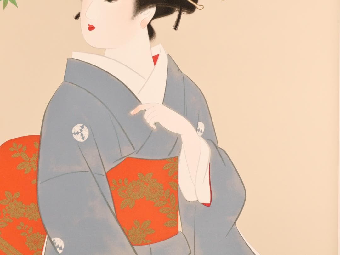 BK282　上村松園 「 若葉 」 8/180　シルクスクリーン　監修 上村淳之