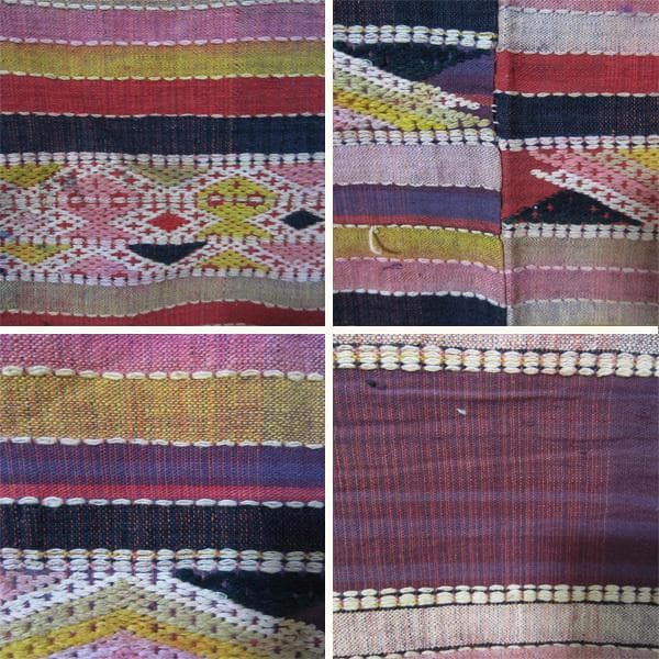 ★ラオスの刺繍布　100年前の古布　11　浮き織り　絣　アンティーク