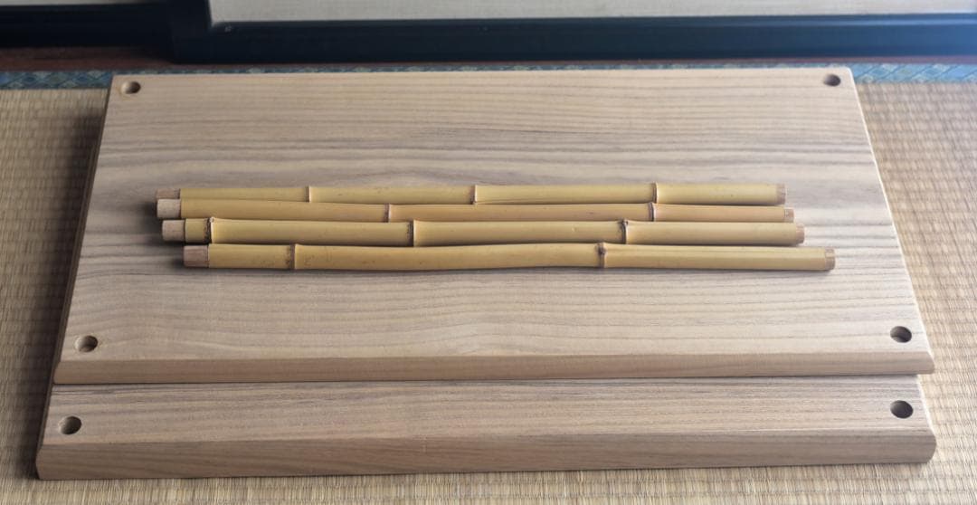 竹台子　桐地　組立式【極上品】飾り棚　お茶道具／共箱