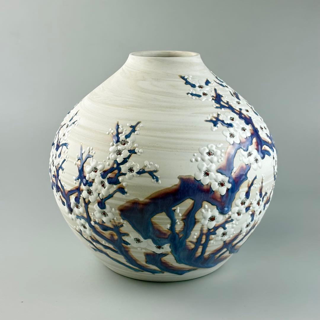 中国美術 景徳鎮 熊軍作 色絵 花瓶 花器