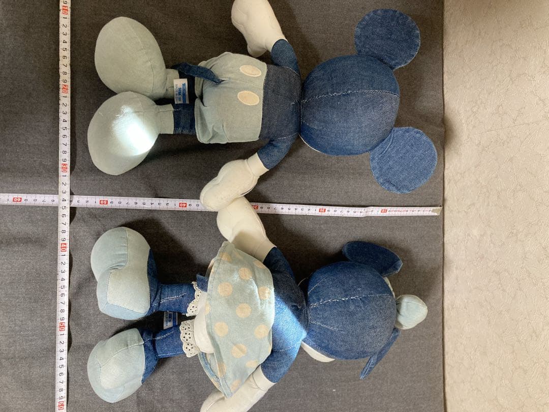 ヴィンテージ　非売品　ミッキー ミニー ぬいぐるみ デニム風 約40cm