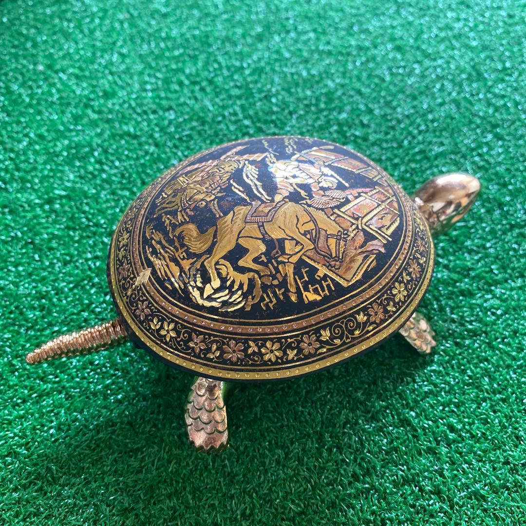 希少品　ダマスキナード　スペイン　金象嵌　亀　呼び鈴