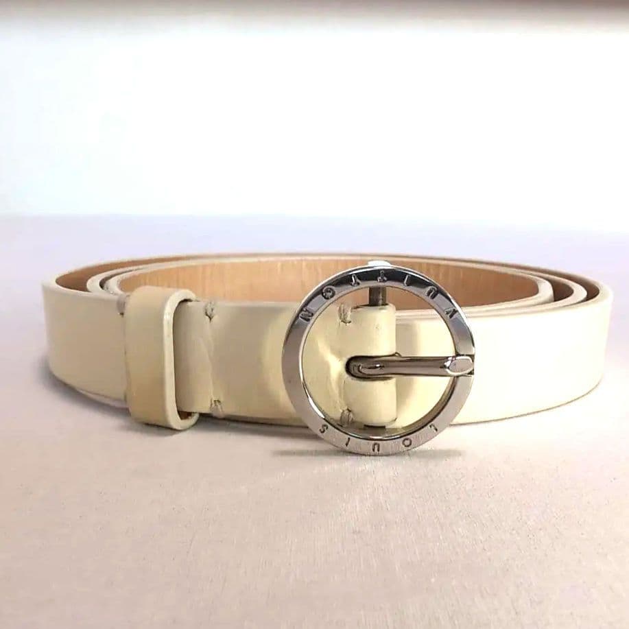 LV サークルロゴ ベルト 白 幅2cm 88cm±5 L相当 ゴルフ向き117