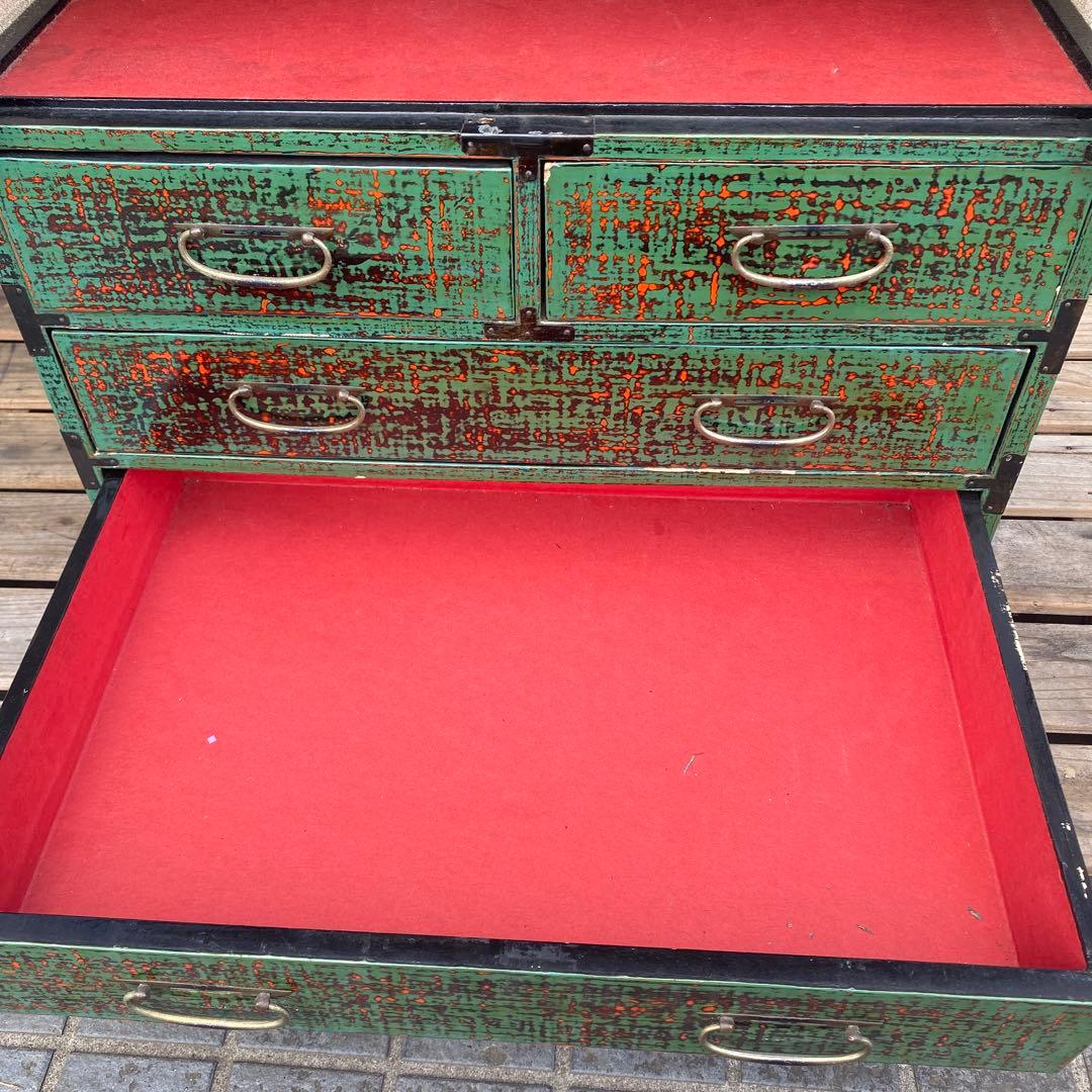 昭和レトロ 箪笥 漆塗り 小引き出し 時代物 チェスト 骨董品 古道具 和家具