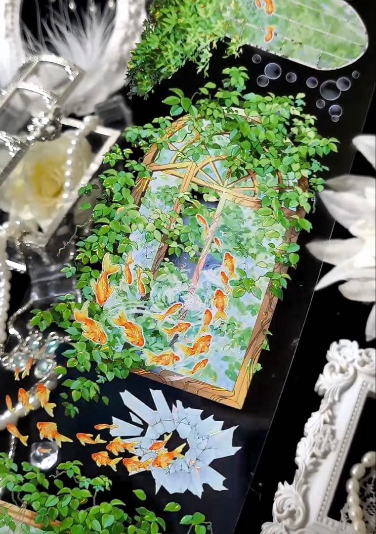 海外マスキングテープ巻売り 夏日汽水 金魚 装飾マスキングテープ