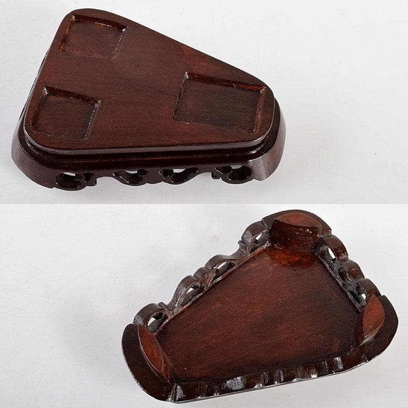 中国　玉石碧玉彫刻　龍鈕蓋爐　獅子香炉　飾壷　唐木台付　M　4741B