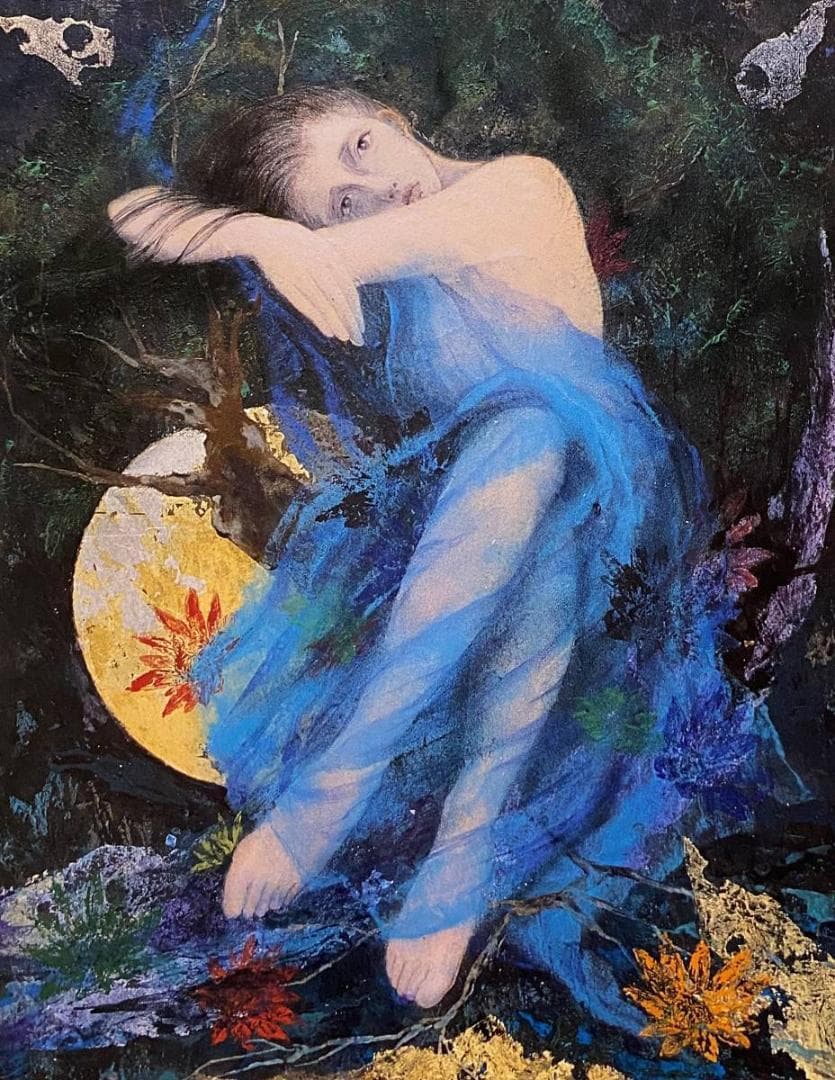 鳥山玲、【夢野ー彼方の水音ー】、希少な額装用画集より、新品額装付