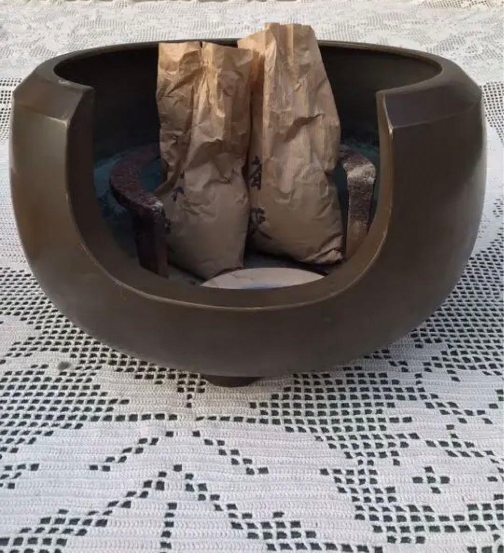 C10 茶道具・唐銅面取風炉・風炉・灰匙セット