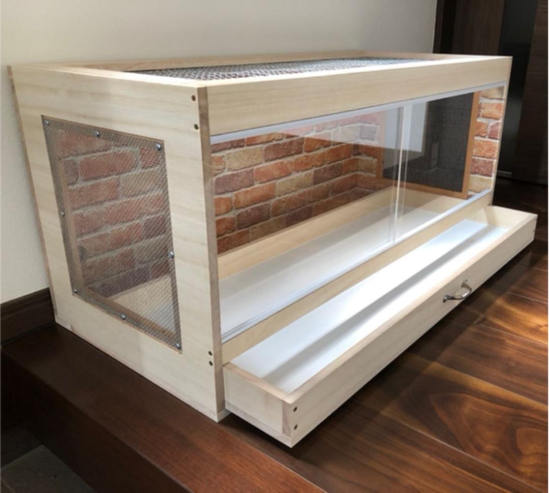 新品　木製ケージ　ハリネズミ　ハムスター　小動物　引出し付き　カスタムベースに！